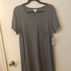 LuLaRoe Carly Swing Dress • M • NWT • Grey Striped